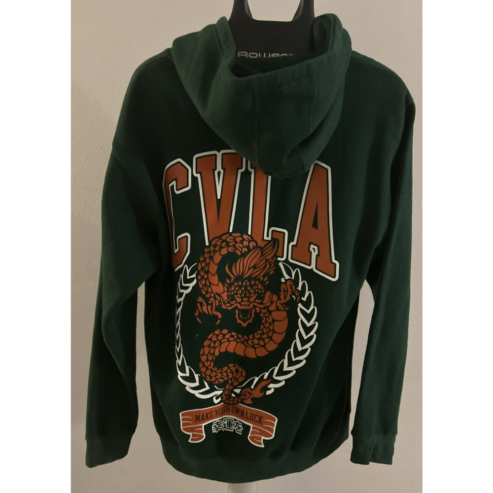 CVLA Hoodie Men’s Green Large-MAKE YOUR OWN LUCK Dragon - Picture 3 of 7